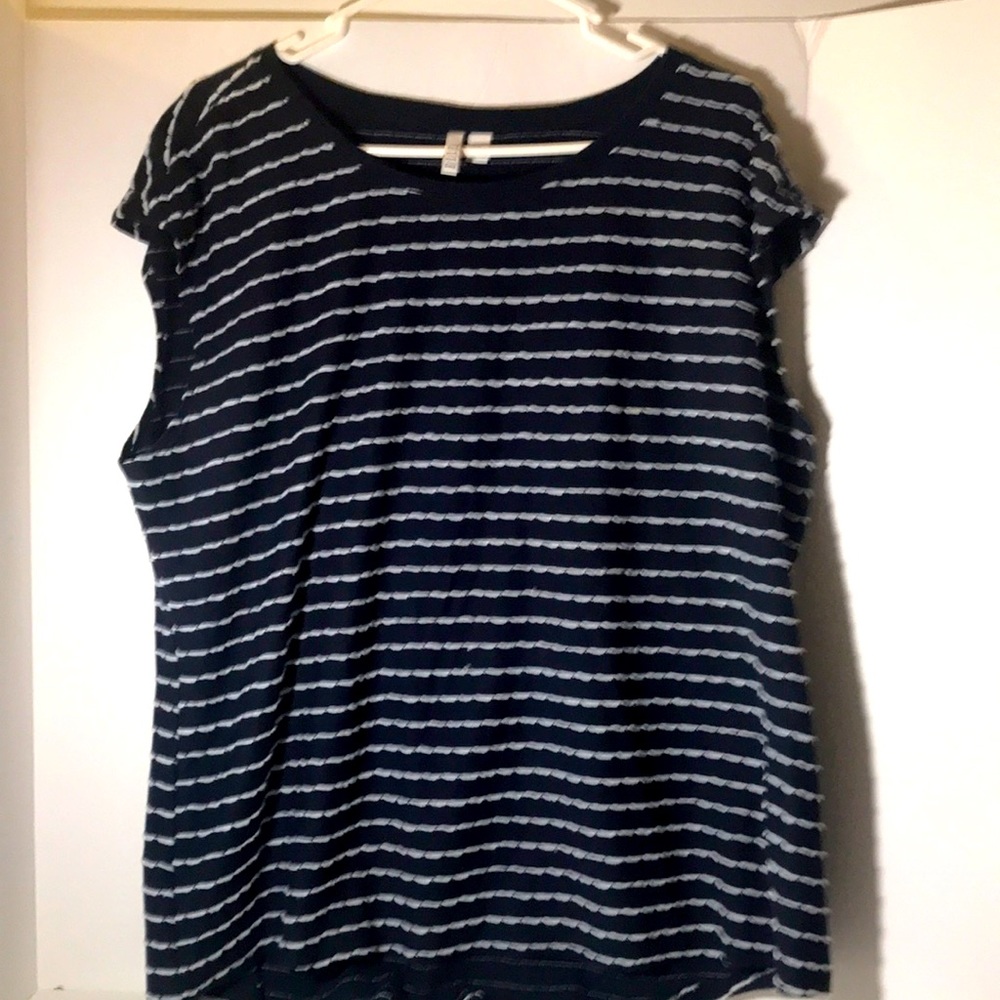 Elle tank size xxl blue white sleeveless 84%cotton 16%polyester top